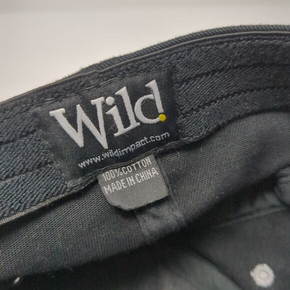 Snap On Fitted Baseball Cap Black One Size Embroidered Vented Holes Wild Impact - Picture 9 of 9